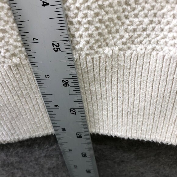 Gap Cable Knit Sweater Mens L Crewneck Cotton Blend Fisherman Cream Ivory - Picture 9 of 9